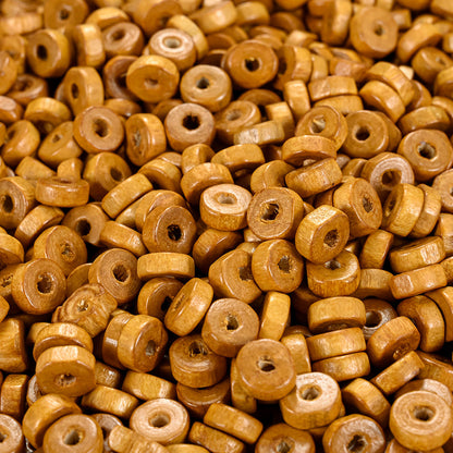 100PCS 8mm Flat Round Wooden Spacer Bead Set