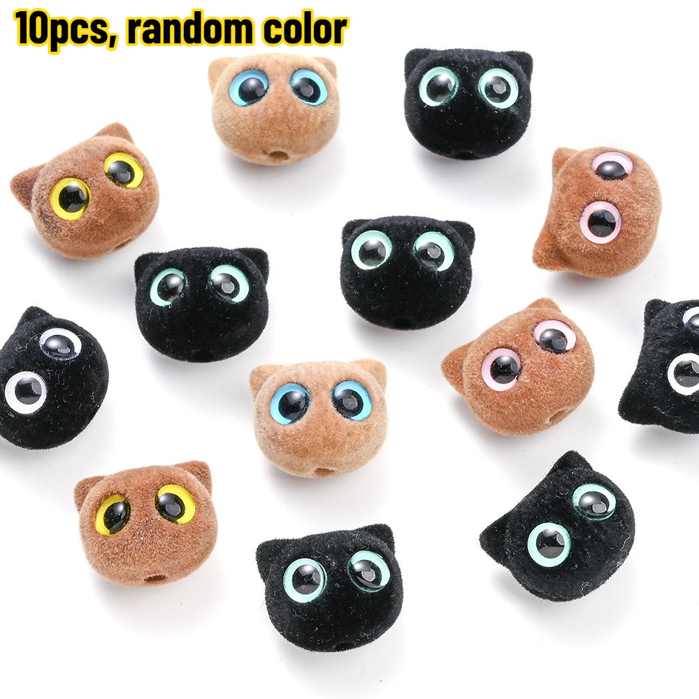 Big Eye Cat Flocking Acrylic Beads