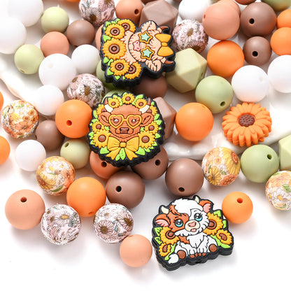 Brown Highland Cow Silicone Beads Set