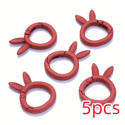 5-Piece 37x27 mm Rabbit Ear Shape Metal Keychain Hooks
