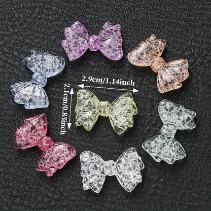 10PCS 21×29mm Sparkling Bow Acrylic Bead Set