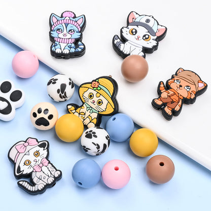46-Piece Silicone Paw Print Bead Set