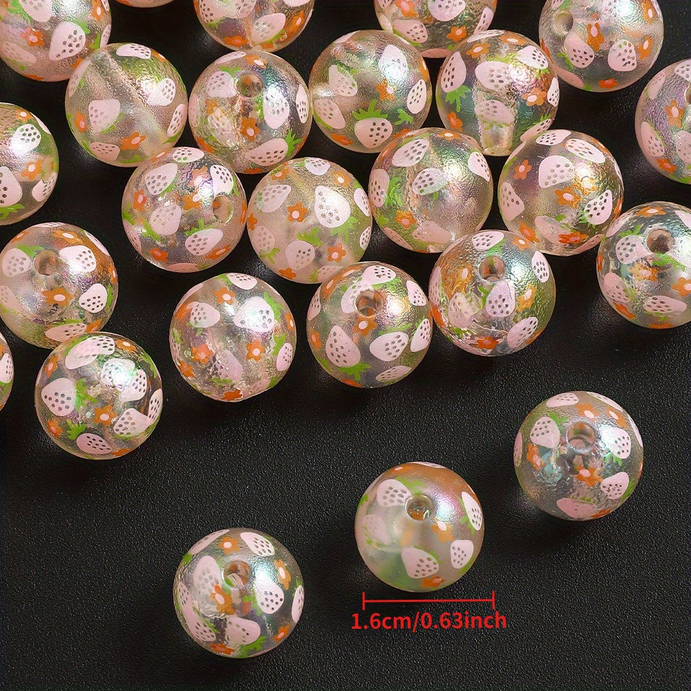 Matte Strawberry Resin Beads