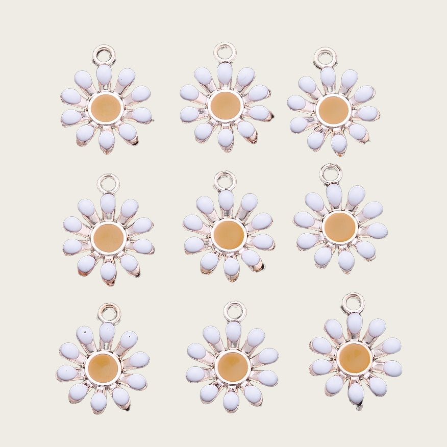 10PCS 9–16mm Yellow Enamel Honeybee Charm Set