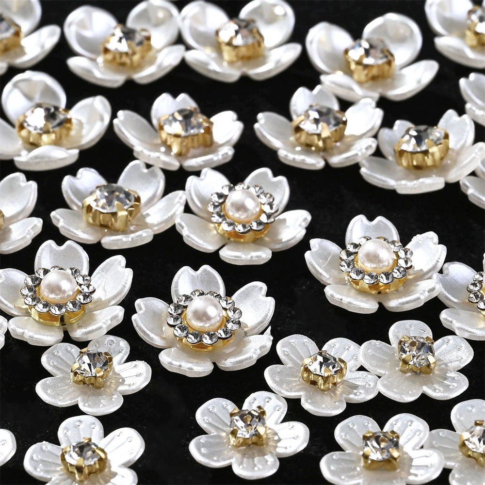 White Rhinestone Five-Petal Flower Patches