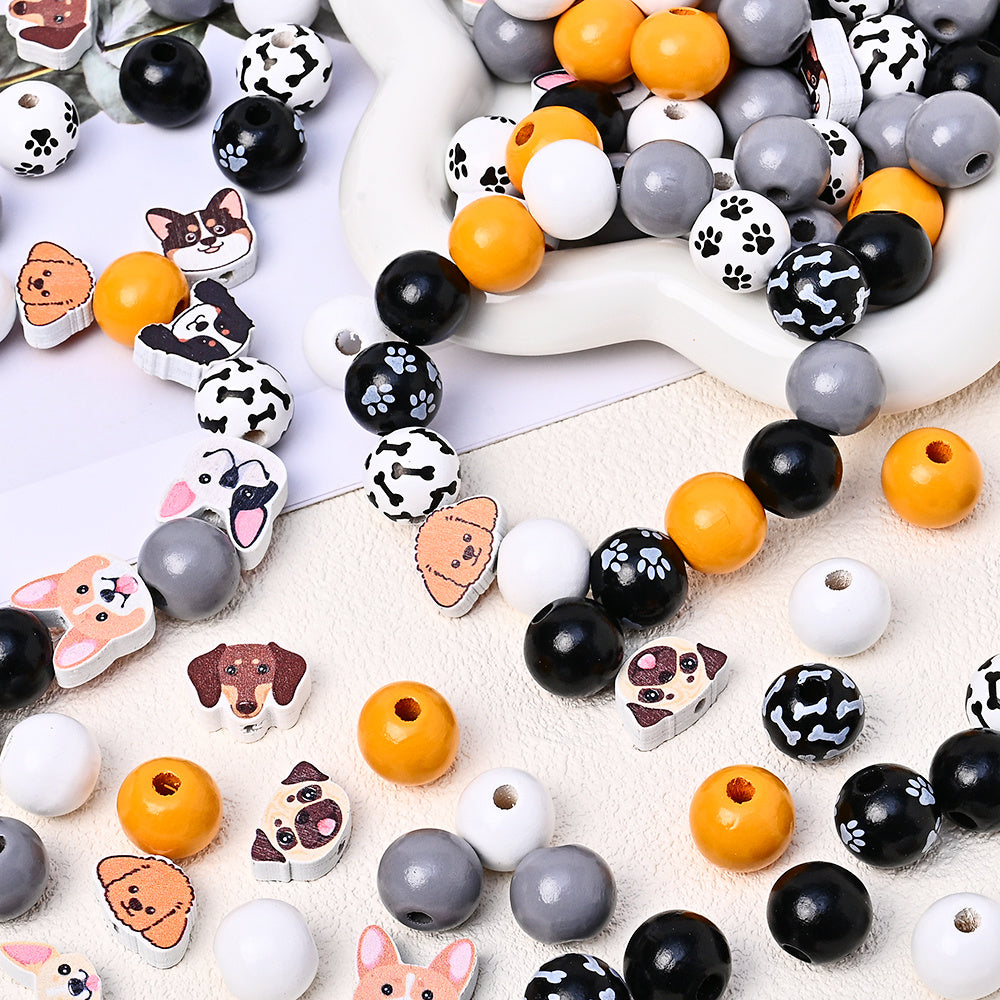 Marine-Themed Wooden Beads