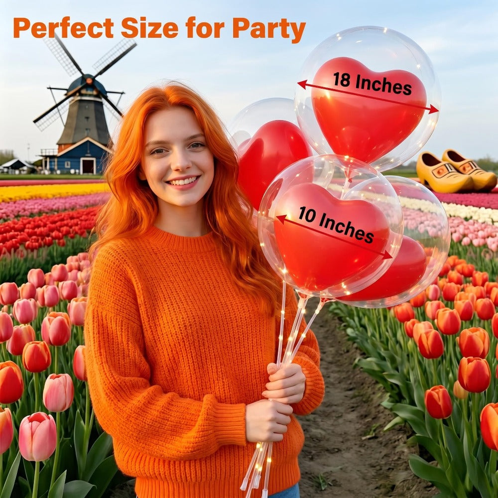 Bubble & Red Heart Balloon Set