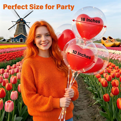 Bubble & Red Heart Balloon Set
