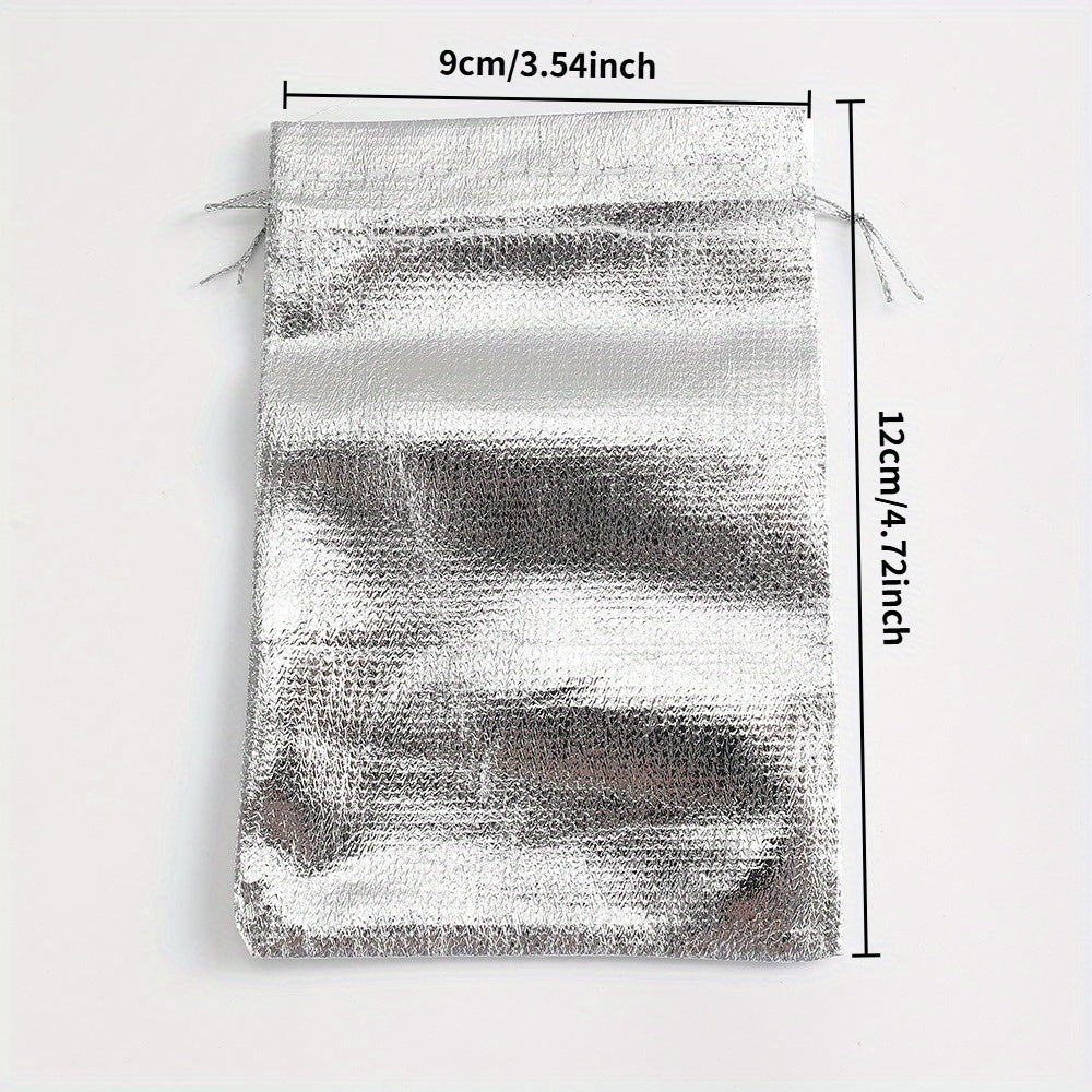 10-Piece Silver Gray Beaded Drawstring Jewelry Pouches