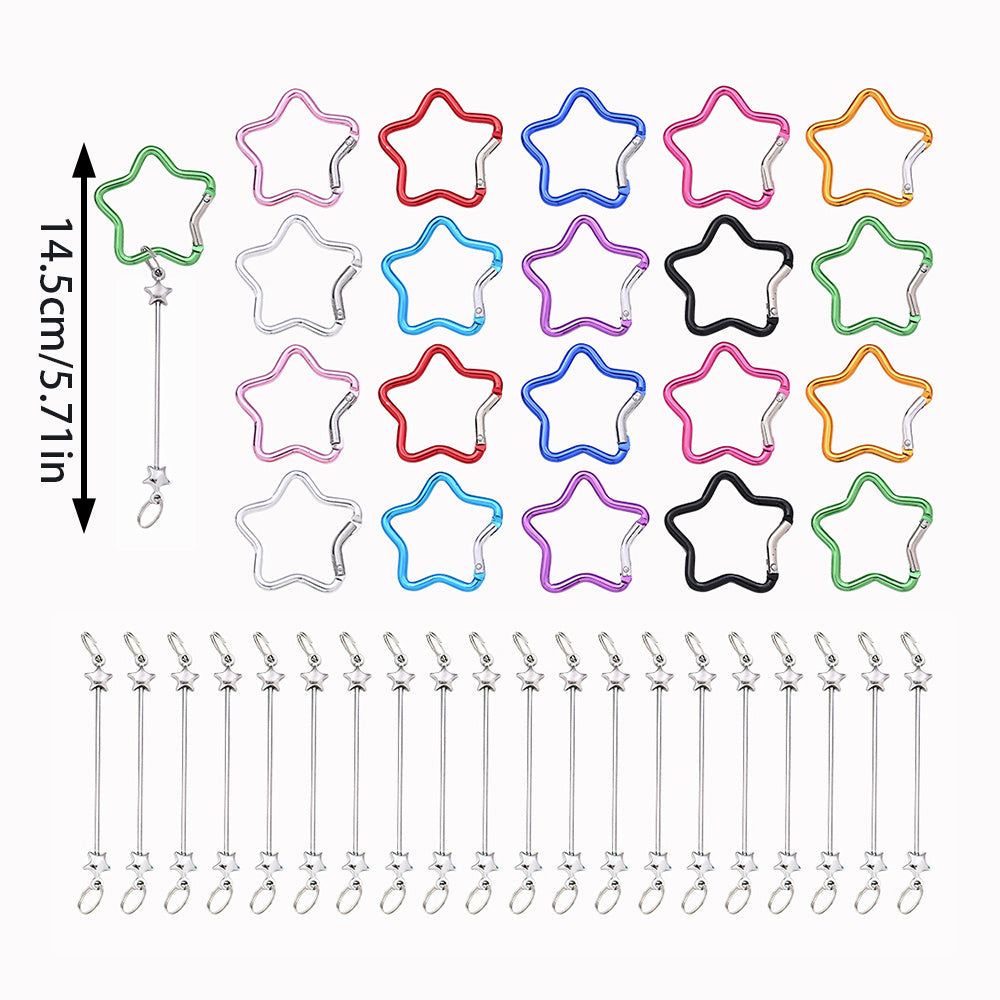12-Piece Mixed Color Star Keychain Set