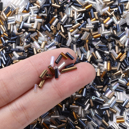 500-Piece 2x4 mm Multicolor Glass Tube Beads
