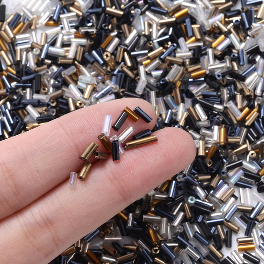 500-Piece 2x4 mm Multicolor Glass Tube Beads