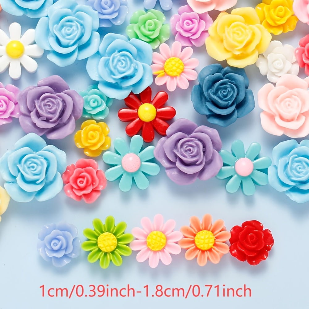 Resin Mixed Flower Flat Back Patch Beads
