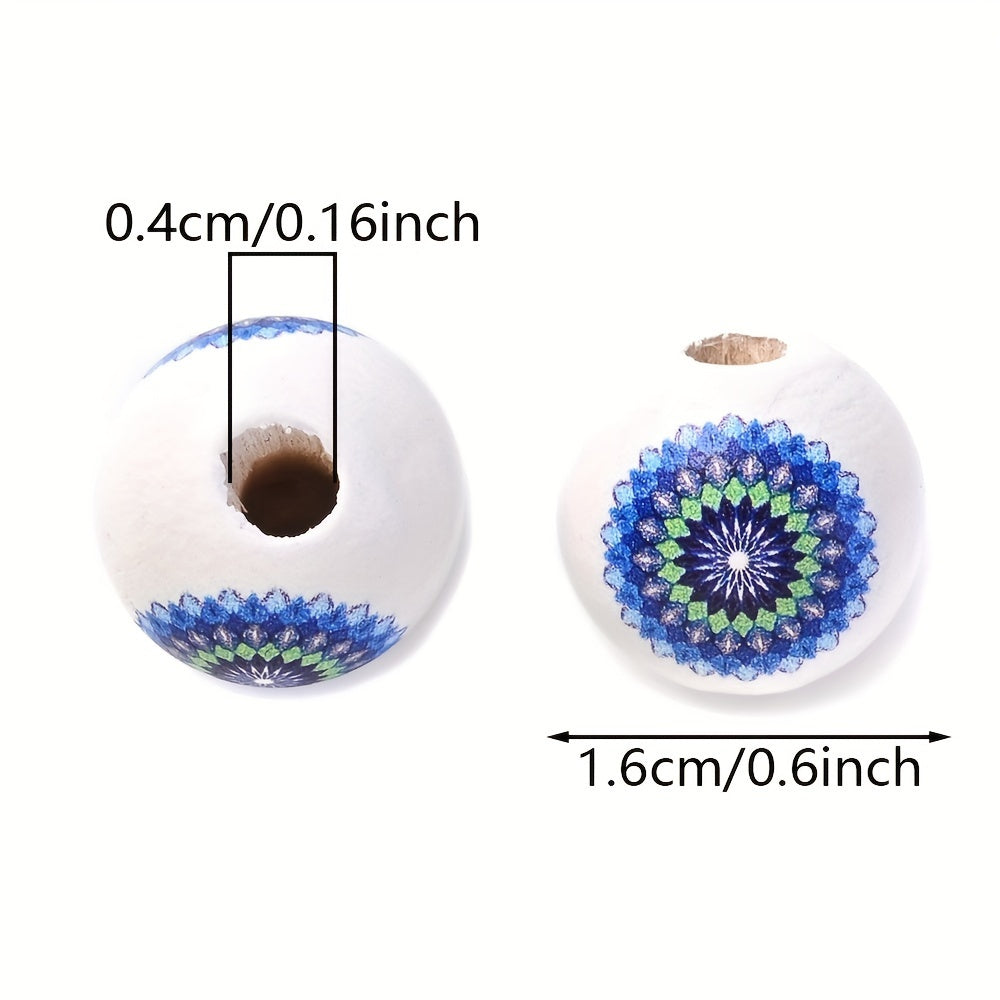 10PCS 16mm White Bohemian Wooden Spacer Bead Set