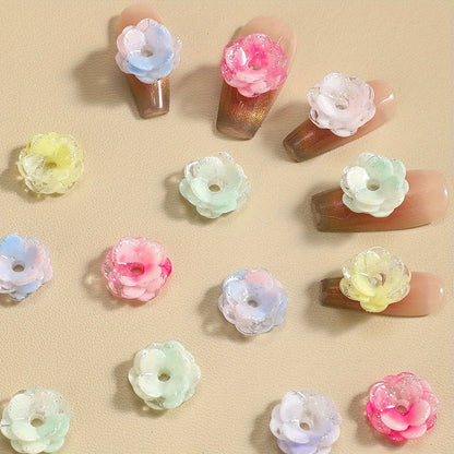 Gradient Glitter Flower Acrylic Beads