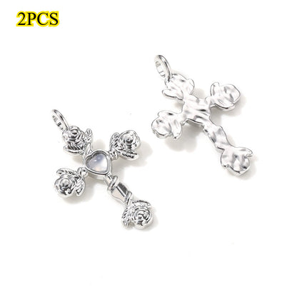 Y2K Rhinestone Cross Alloy Pendants