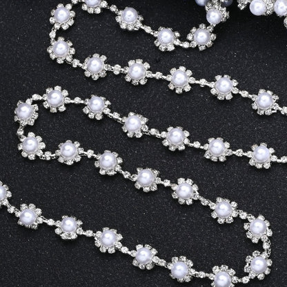17.7 Inch Imitation Pearl & Rhinestone Bead Chain