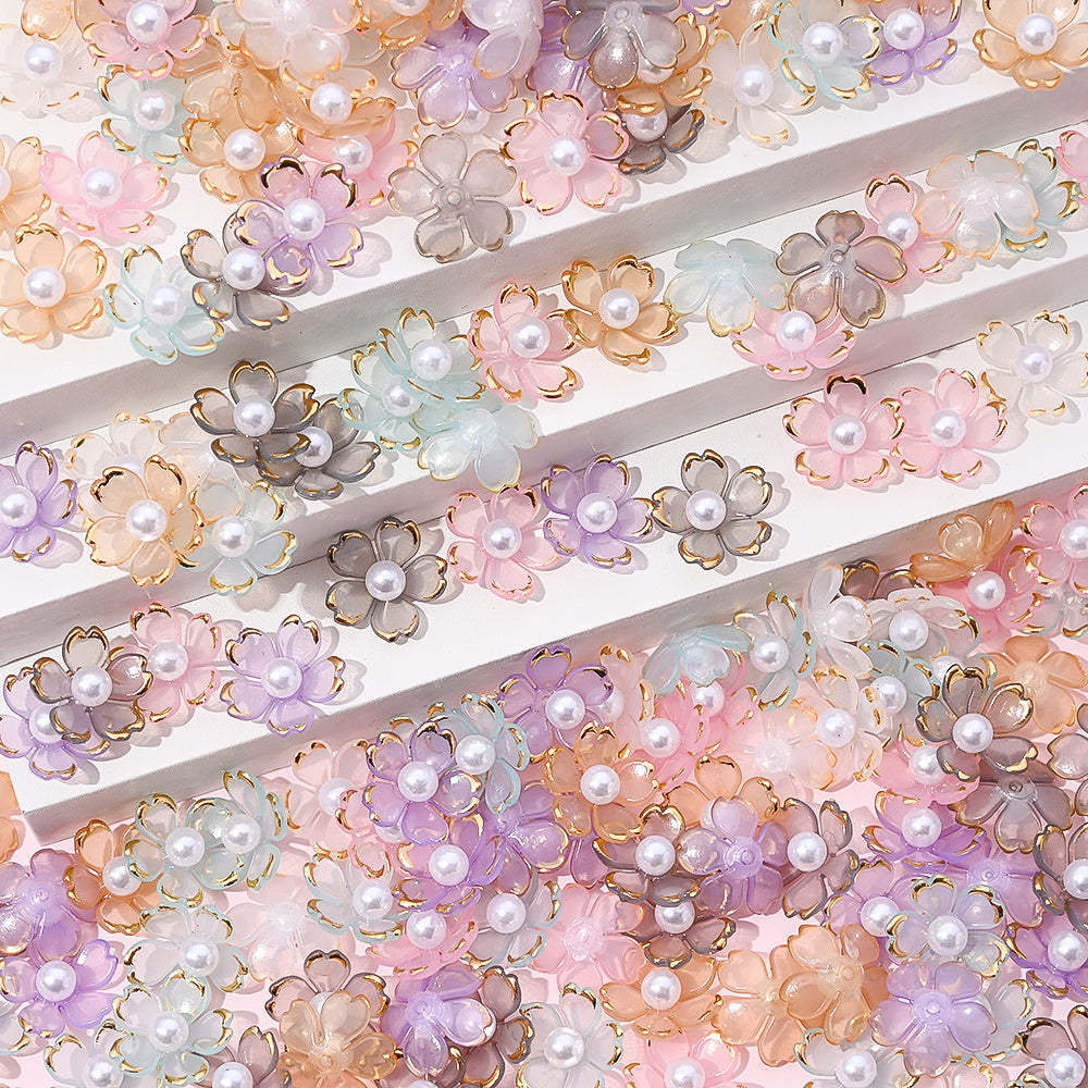 Colorful Cherry Blossom Acrylic Beads