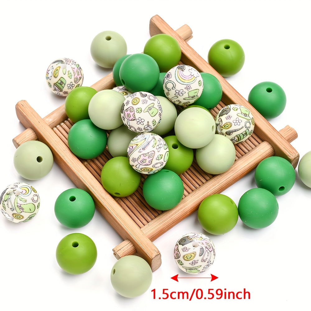 Printed and Solid Color Silicone Round Spacer Beads