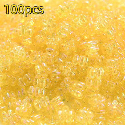100pcs 4x7mm AB Color Flower Acrylic Beads