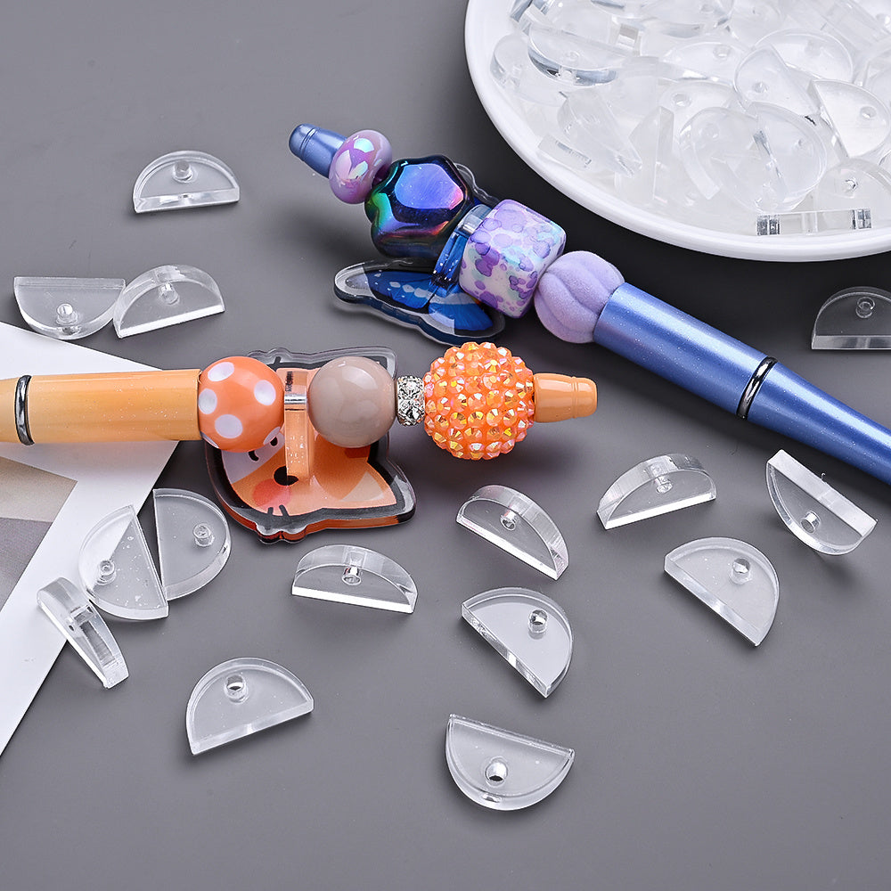 Transparent Acrylic Semicircle Spacer Beads