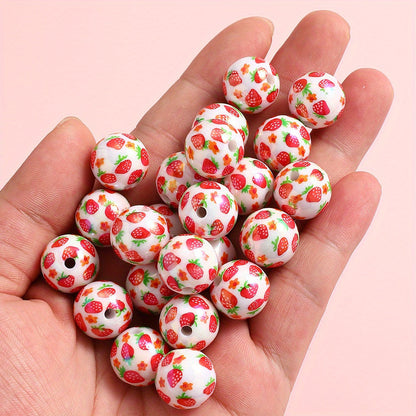 Glossy Strawberry Resin Beads