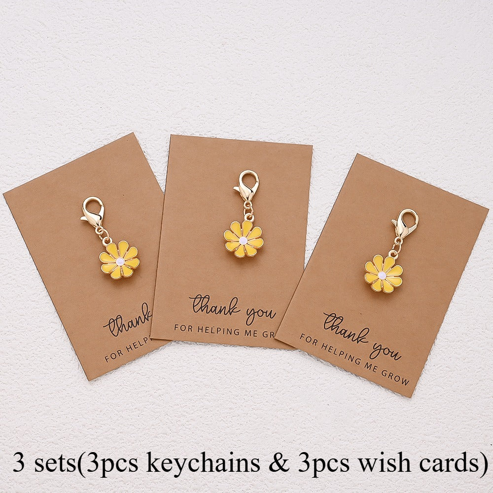 Alloy Flower Keychain Set