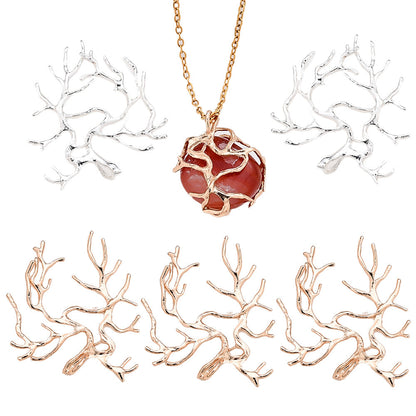 10PCS Gold & Silver Tree Branch Bead Cap Pendant Set