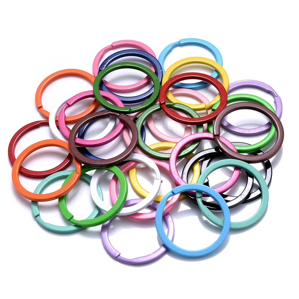 10PCS 30mm Multicolor Alloy Keychain Ring Set