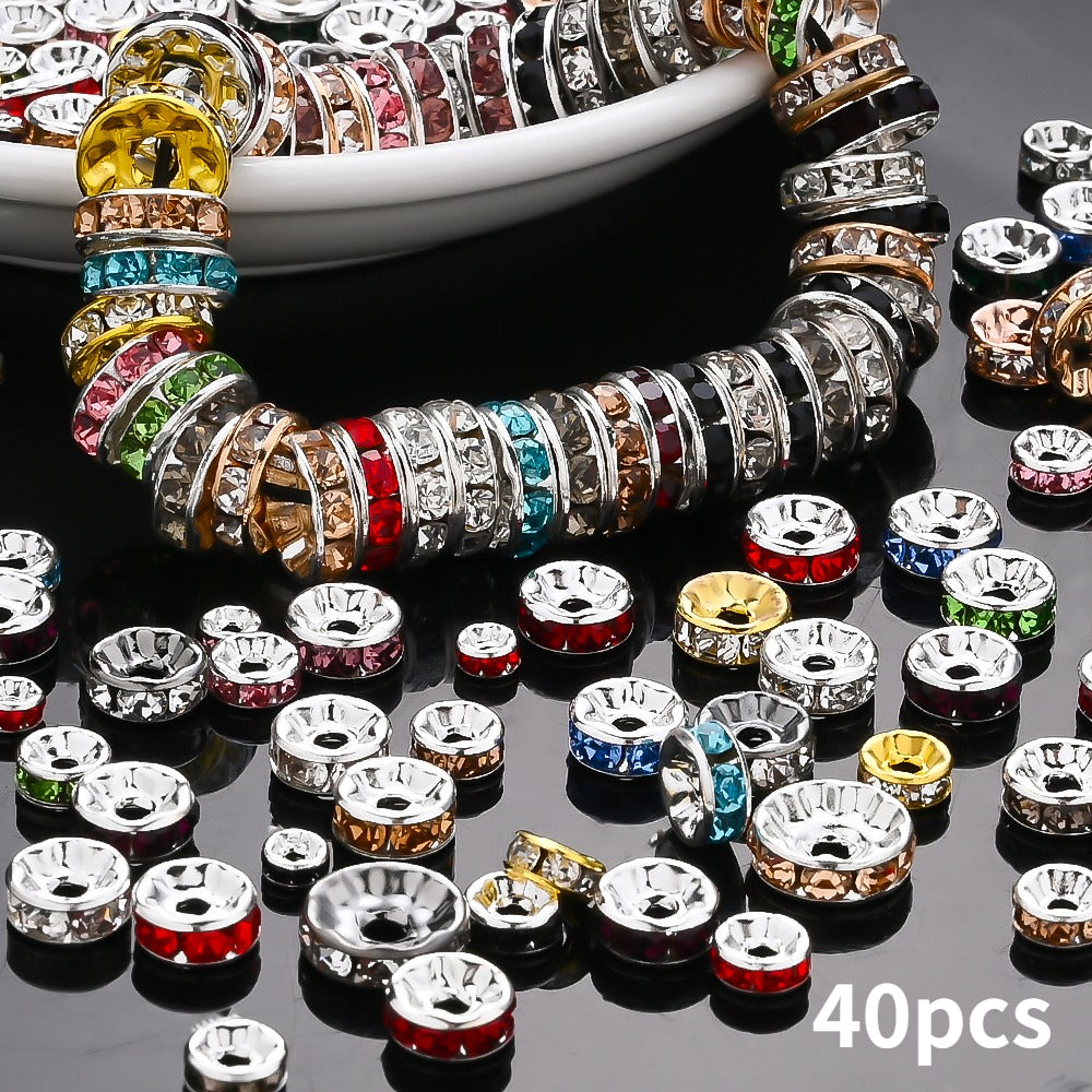 Mixed Color Rhinestone Alloy Spacer Beads