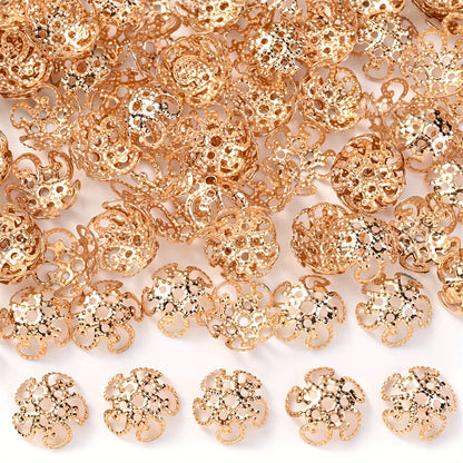 100PCS 9mm Flower Circle Metal-Plated Bead Cap Set
