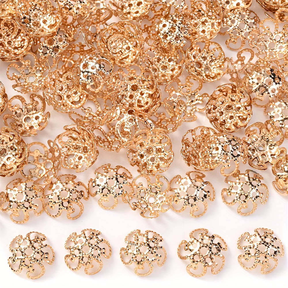 100PCS 8mm Flower Circle Metal-Plated Bead Cap Set