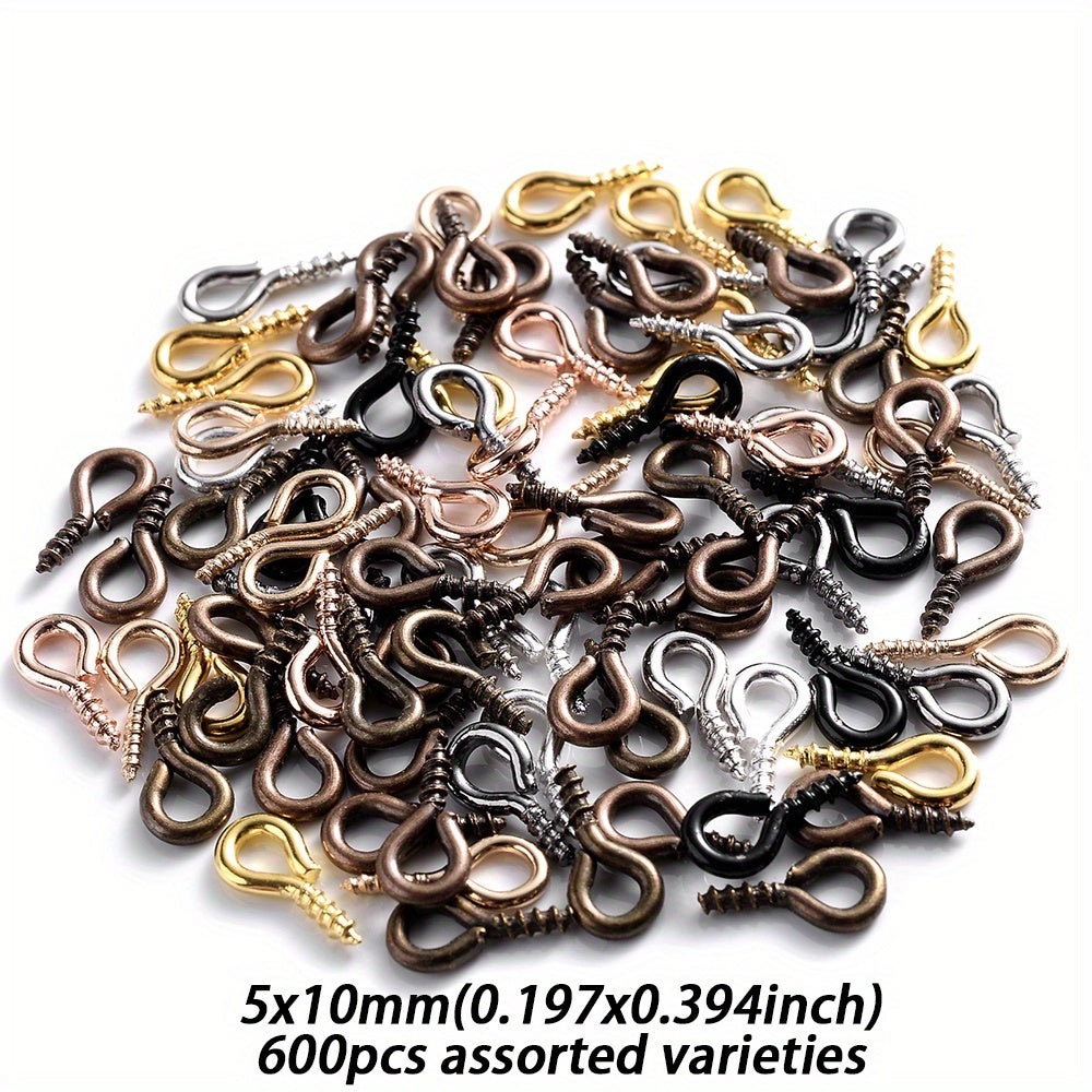 600-Piece Multicolor Screw Eye Pins