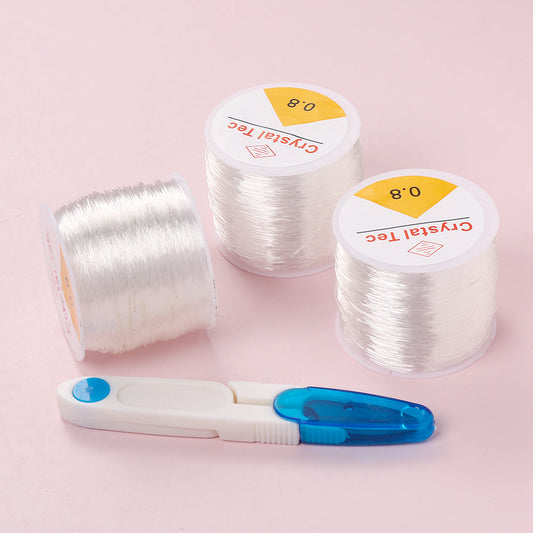 3 Rolls 0.8mm Elastic Beading Cord with Scissors