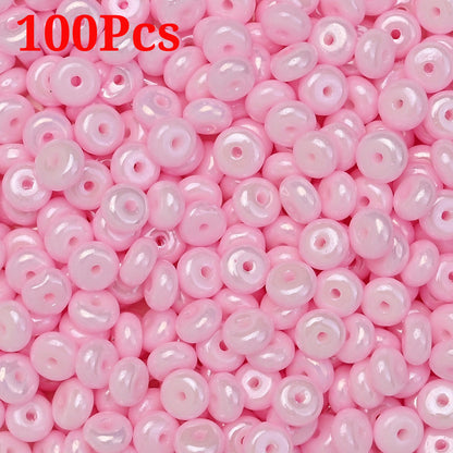Macaron Flat Round Glass Spacer Beads