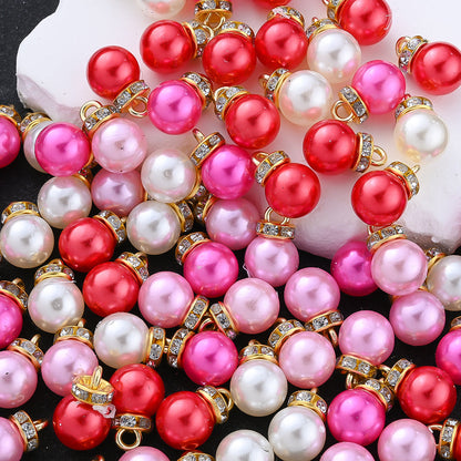 Pink Artificial Pearl Round Pendants