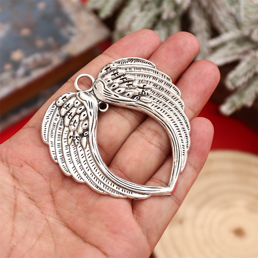 Christmas Silver-Tone Angel Wing Pendant Charms