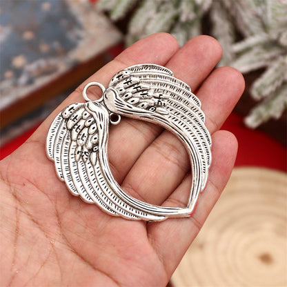 Christmas Silver-Tone Angel Wing Pendant Charms