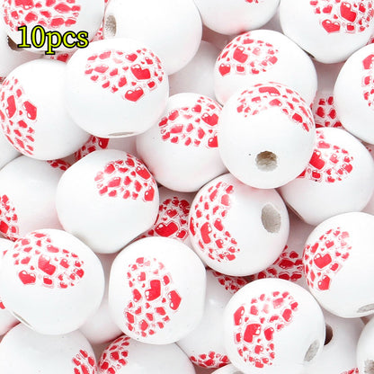 Valentine’s Day Printed Wooden Beads