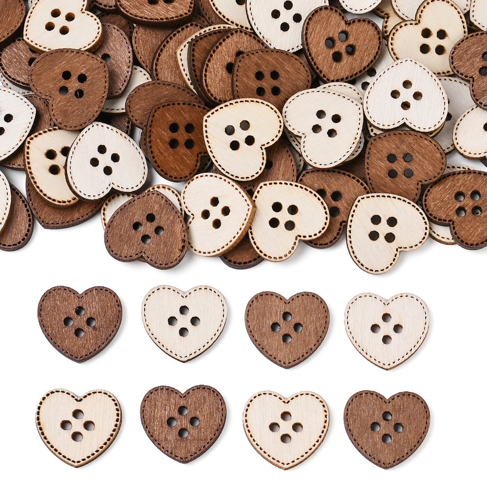 Mixed Wooden Button Decorative Beads