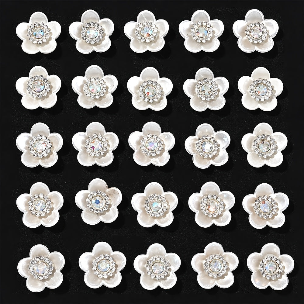 25-Piece Sparkling Rhinestone Flower Flatback Beads