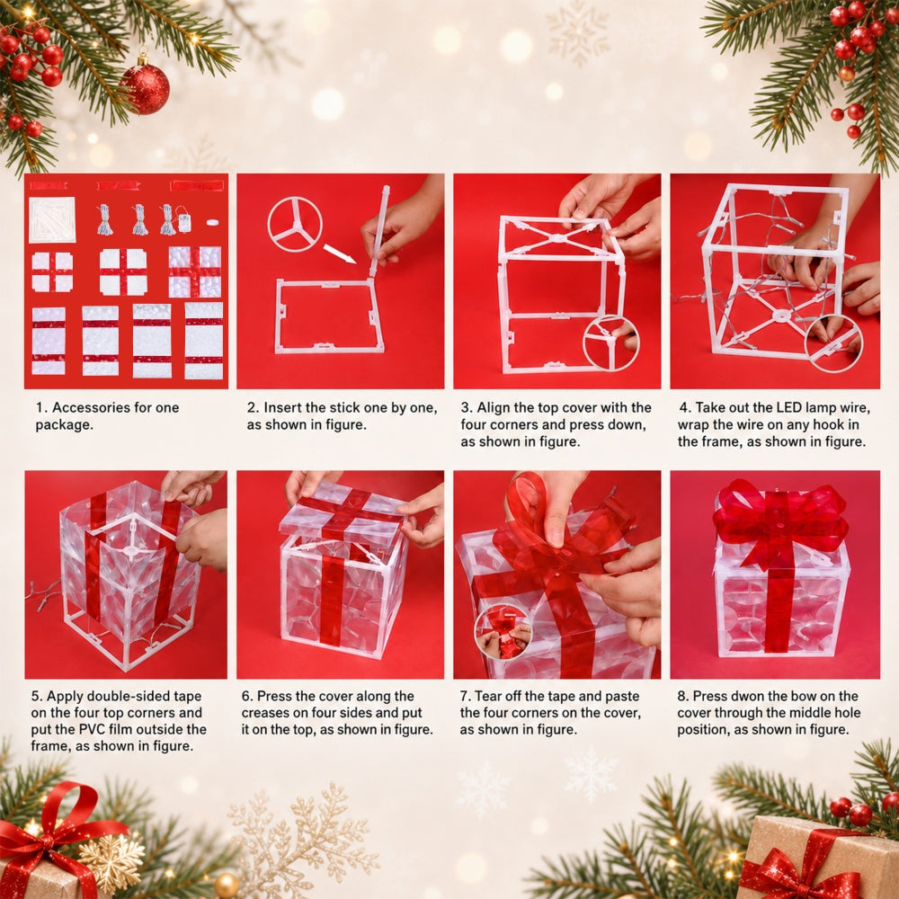 3-Piece Warm Light Christmas Gift Box Decorations