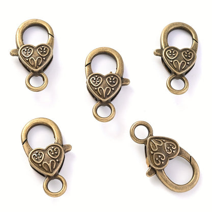 Peach Heart Alloy Lobster Clasps