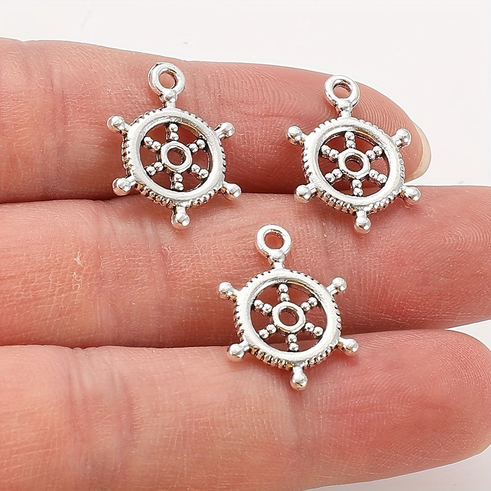 20PCS 15×20mm Silver-Tone Rudder Alloy Pendants