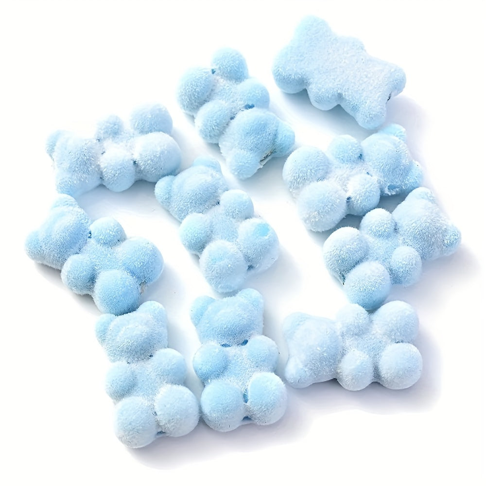 Macaron Flocking Bear Acrylic Beads