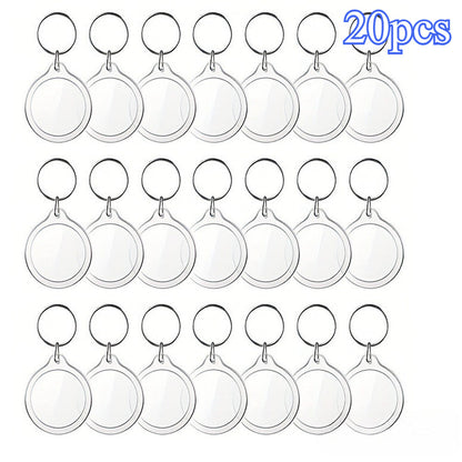 20pcs Blank Photo Frame Keychains Set Acrylic Clear Double-Sided Photo