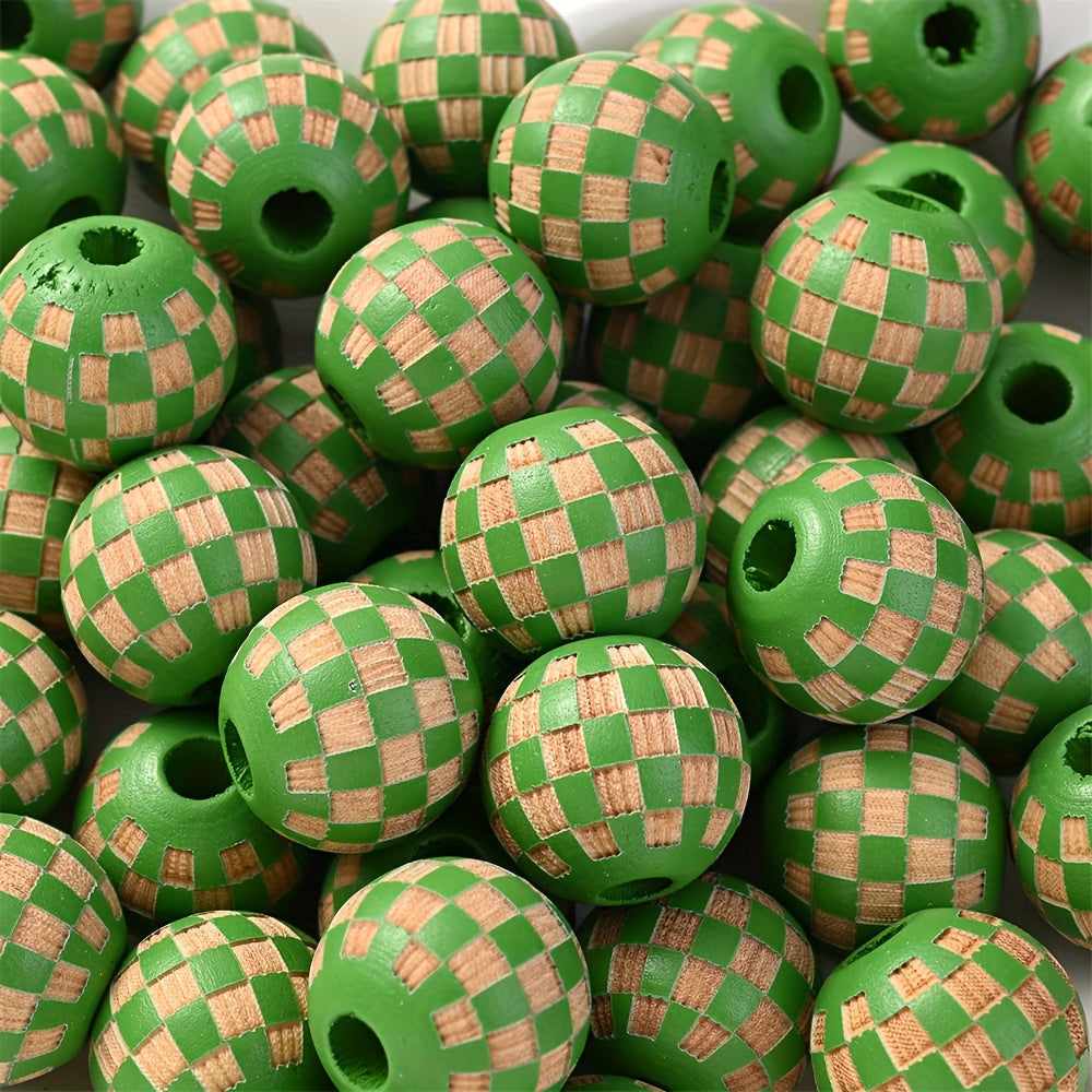 Checkerboard Wooden Spacer Beads