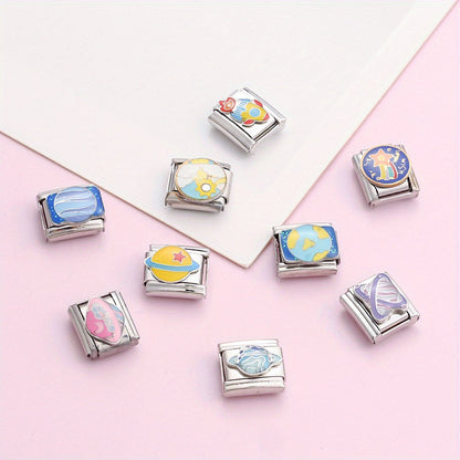 Space-Themed Stainless Steel Bead