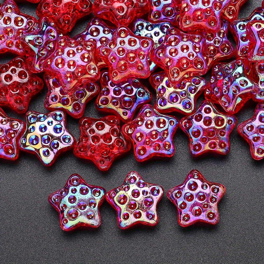 10PCS 18mm AB Shimmer Star Glass Bead Set