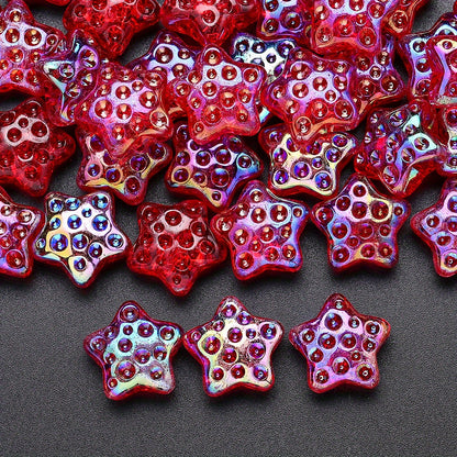 10PCS 18mm AB Shimmer Star Glass Bead Set